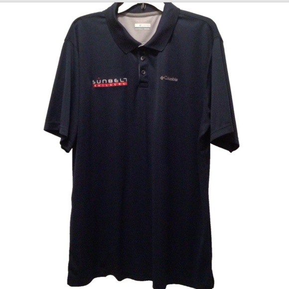 Columbia Men Tall Size XLT Polo Omni Wick PFG Blue Short Sleeve Utilizer AT0126 - Picture 1 of 8